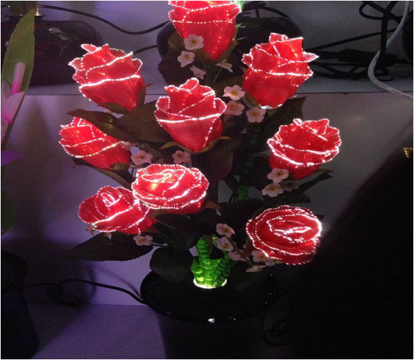 光纤盆景花灯 九朵红玫瑰