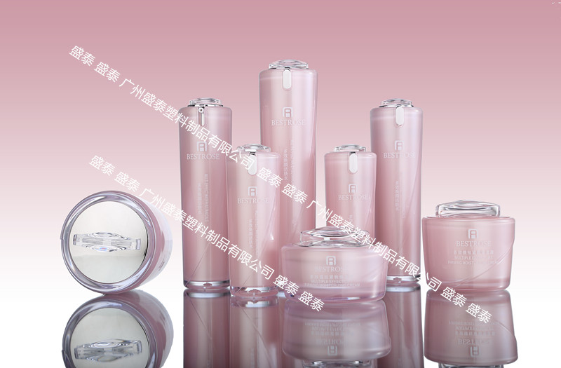 广州盛泰包装  精美渐变粉色四方水果瓶特别定制  gd化妆品套装系列