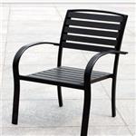 休闲户外家私 亚光黑烤漆铝+黑色压纹塑木椅子