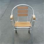 佛山沁芳园户外家具 氧化铝+柚木色拉丝塑木椅子