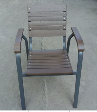 休闲户外家私 深灰沙烤漆铝+咖啡色压纹塑木椅子