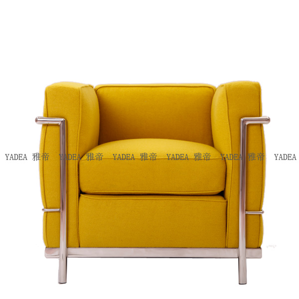 黄色沙发 创意布艺沙发 柯布西耶沙发