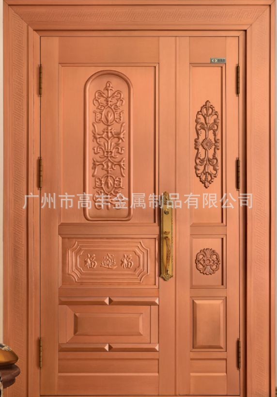 广东酒店铜门、铜雕花门、铜锻打门