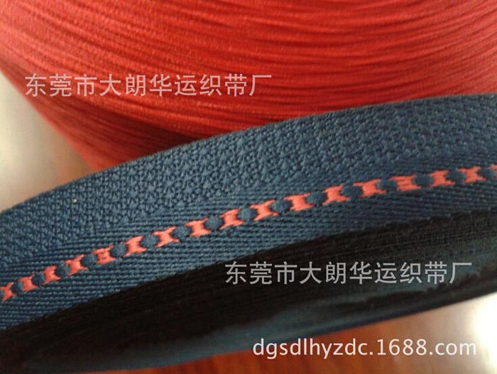 【厂家直销】3CM蓝色间红点织带