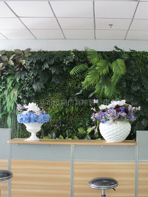 东莞恒翔公司前台仿真植物墙人造植物墙