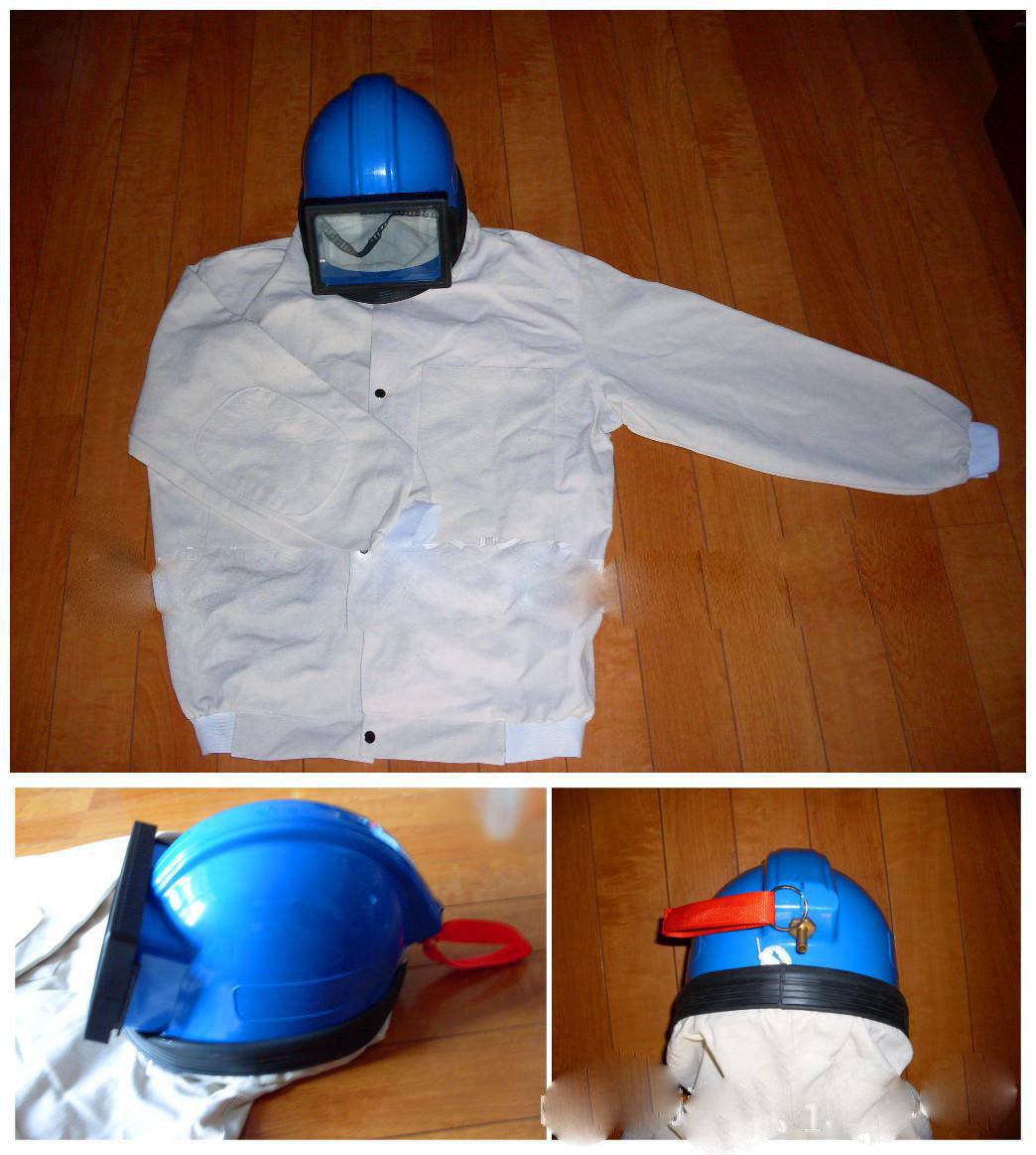 上海平面玻璃喷砂防护头盔 头盔式帆布喷砂防护服