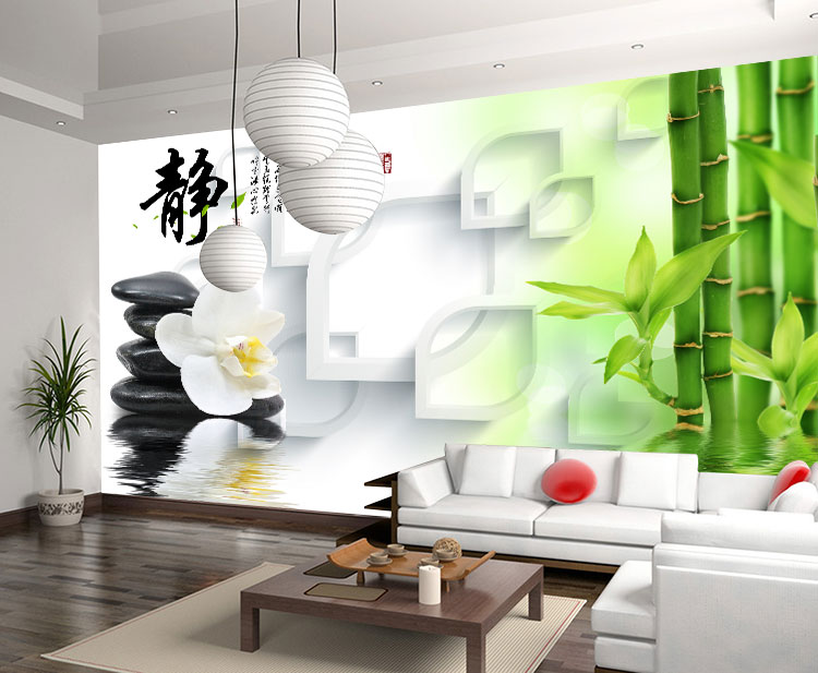 无缝墙布 墙纸 3D“静”沙发电视背景墙 壁画 个性定制 厂家