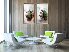 重庆动物油画：出售工致的手绘动物孔雀油画