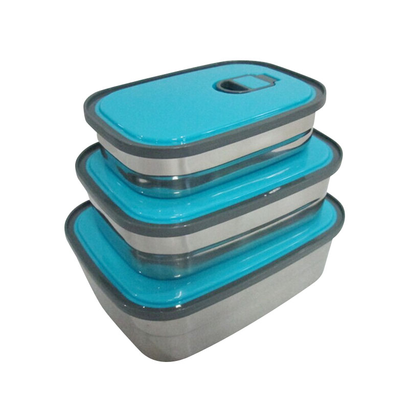 厂家直销便携式不锈钢饭盒餐盒大中小规格三色