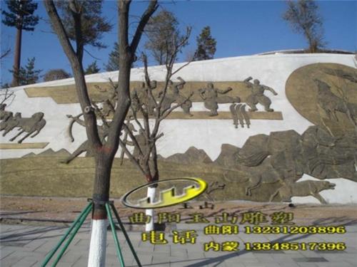 【伊金霍洛旗阿吉奈公园大型水泥仿铜护坡浮雕墙《放牧》】加工过程