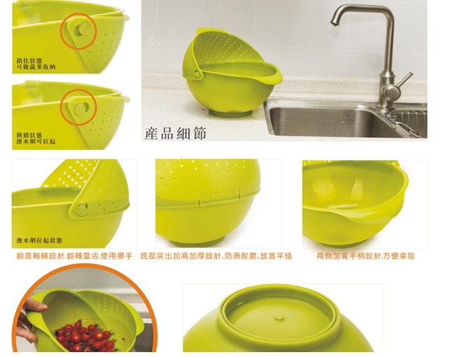 创意多功能翻盖滴水篮 塑料篮 淘米筛 厨房沥水篮 果蔬篮