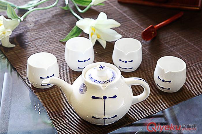 和瓷茶具 小添福青花陶瓷茶具套装 批发gd茶具礼品 送领导客户