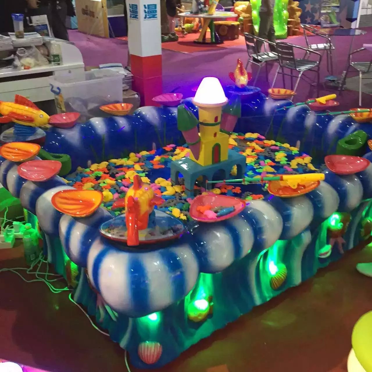新品玻璃钢放生钓鱼池 淘气堡乐园捞鱼缸儿童捞磁性玩具射水游戏
