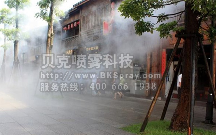 湛江户外餐厅降温设备，人造雾喷雾降温设备，环保水雾造景降温