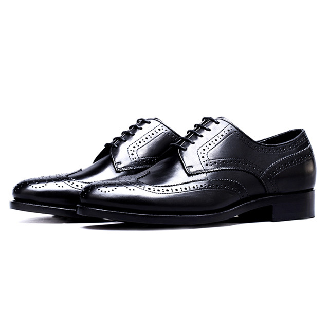 HIHFOREVER JP.3D皮鞋 固特异手工 经典布洛克 德比鞋 棕色/黑色