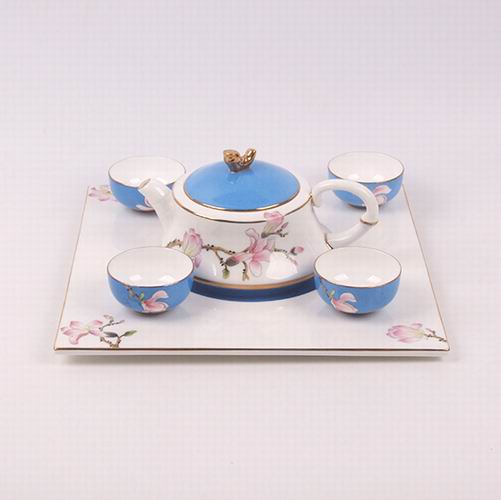 爱尚家茶具，6个gd骨瓷礼品茶具，手绘描金茶具，zp骨瓷