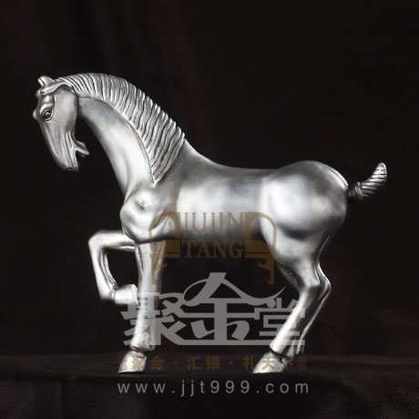 上海聚金堂金银礼品摆件定制-纯银马摆件